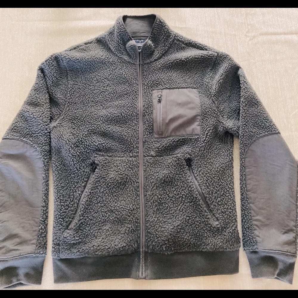 JCrew men’s small Sherpa fleece jacket gray